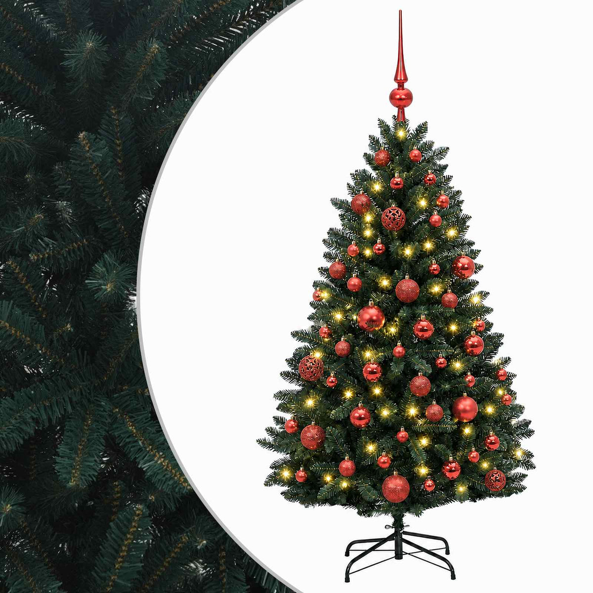 Artificial Christmas Tree Dark Green with Baubles 150 cm