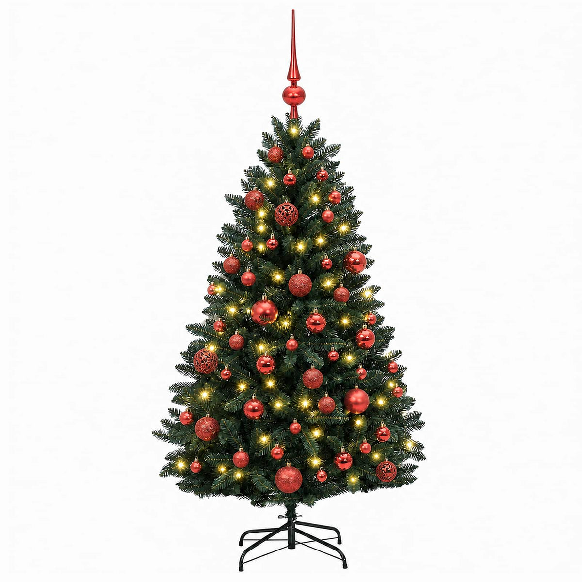 Artificial Christmas Tree Dark Green with Baubles 150 cm