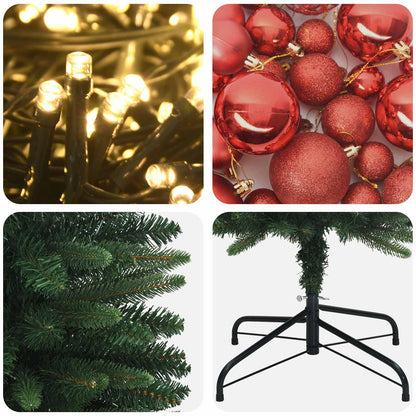 Artificial Slim Christmas Tree with Bauble 120 cm 150 LEDs