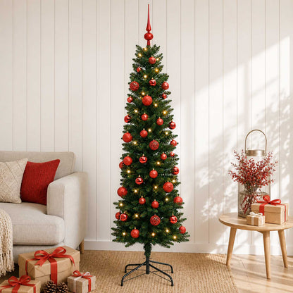 Artificial Slim Christmas Tree with Bauble 150 cm 150 LEDs