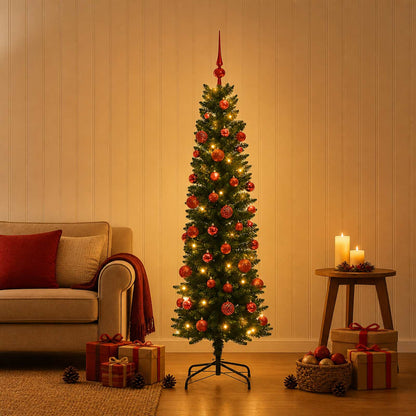 Artificial Slim Christmas Tree with Bauble 150 cm 150 LEDs