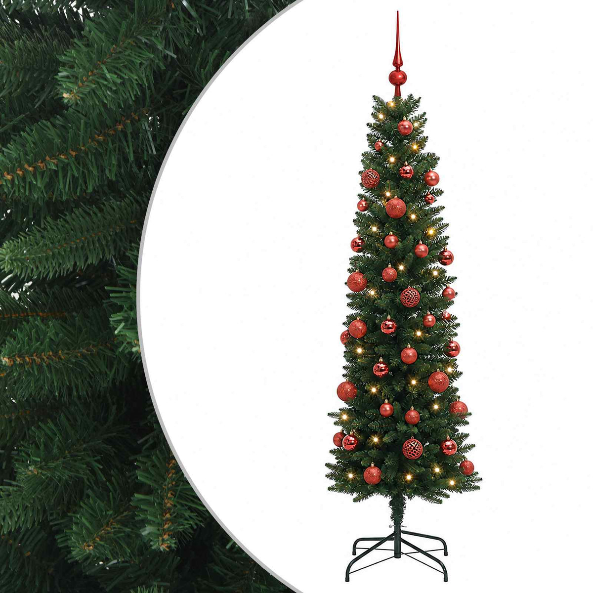 Artificial Slim Christmas Tree with Bauble 150 cm 150 LEDs