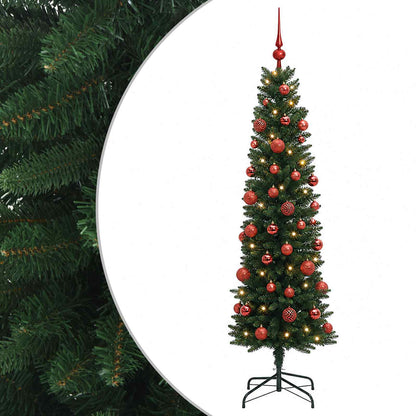 Artificial Slim Christmas Tree with Bauble 150 cm 150 LEDs