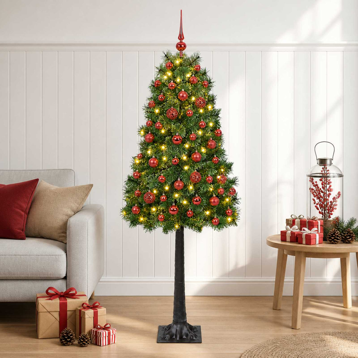 Artificial Hinged Christmas Tree with Baubles 120 cm 150 LEDs