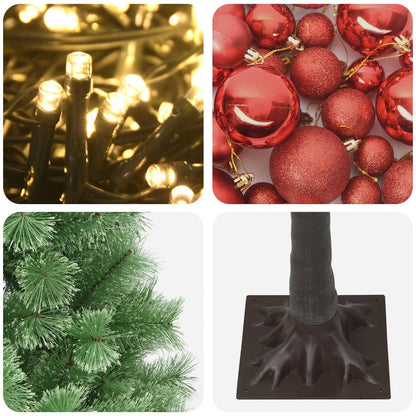 Artificial Hinged Christmas Tree with Baubles 120 cm 150 LEDs