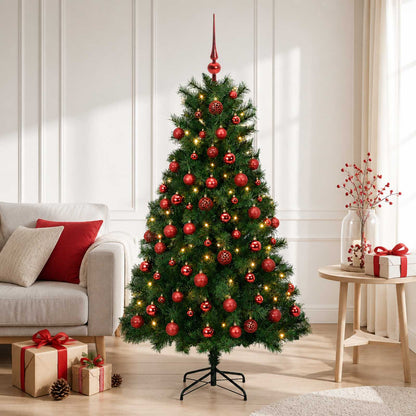 Artificial Hinged Christmas Tree with Baubles 150 cm 150 LEDs