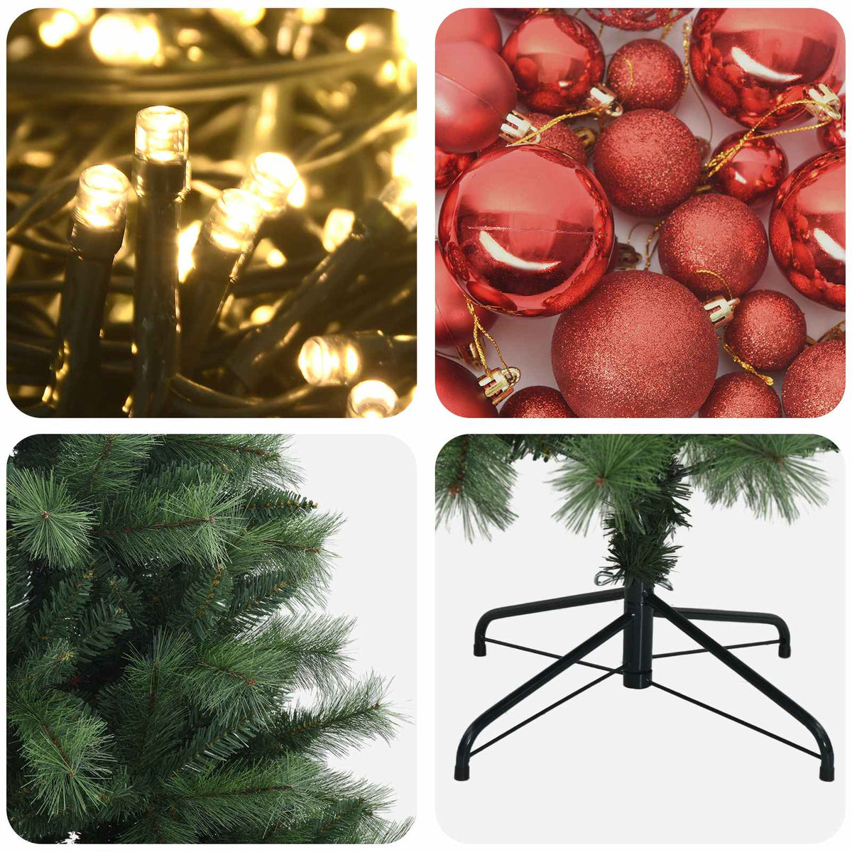 Artificial Hinged Christmas Tree with Baubles 150 cm 150 LEDs