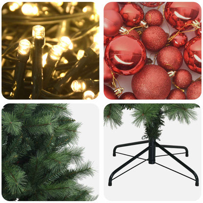 Artificial Hinged Christmas Tree with Baubles 150 cm 150 LEDs