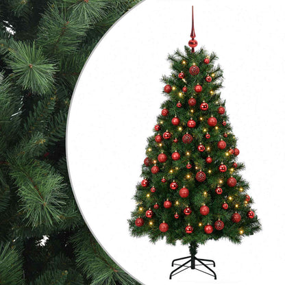 Artificial Hinged Christmas Tree with Baubles 150 cm 150 LEDs