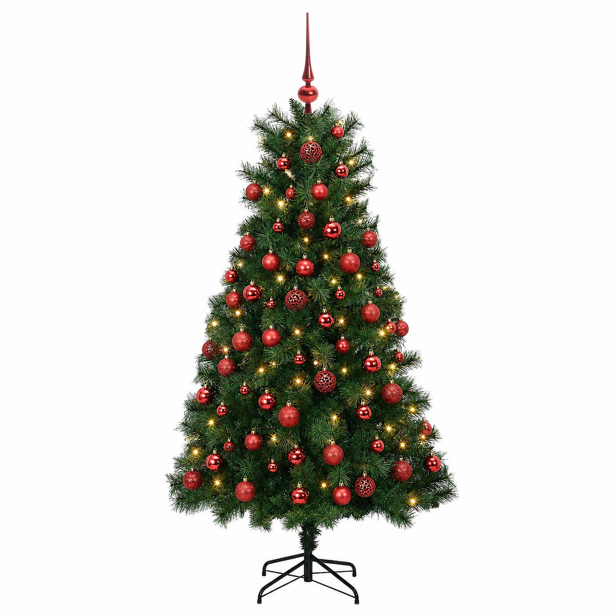 Artificial Hinged Christmas Tree with Baubles 150 cm 150 LEDs