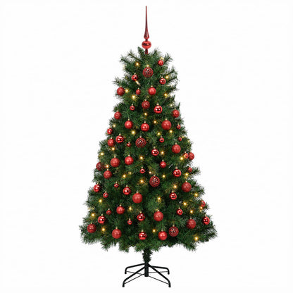 Artificial Hinged Christmas Tree with Baubles 150 cm 150 LEDs