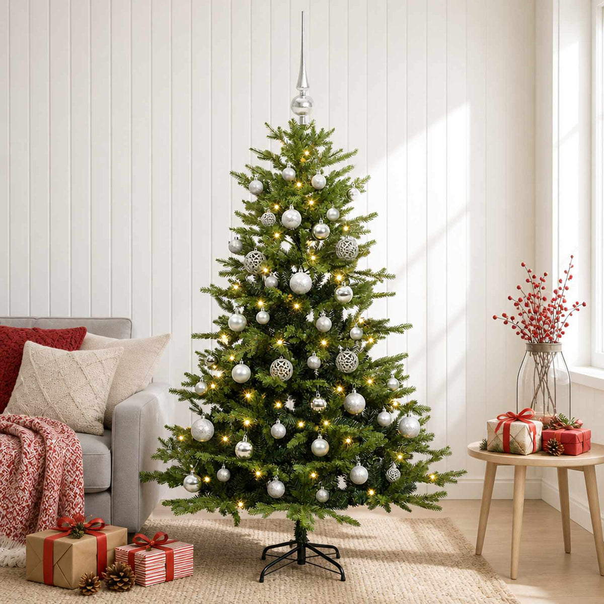 Artificial Christmas Tree with Bauble 120 cm 150 LEDs