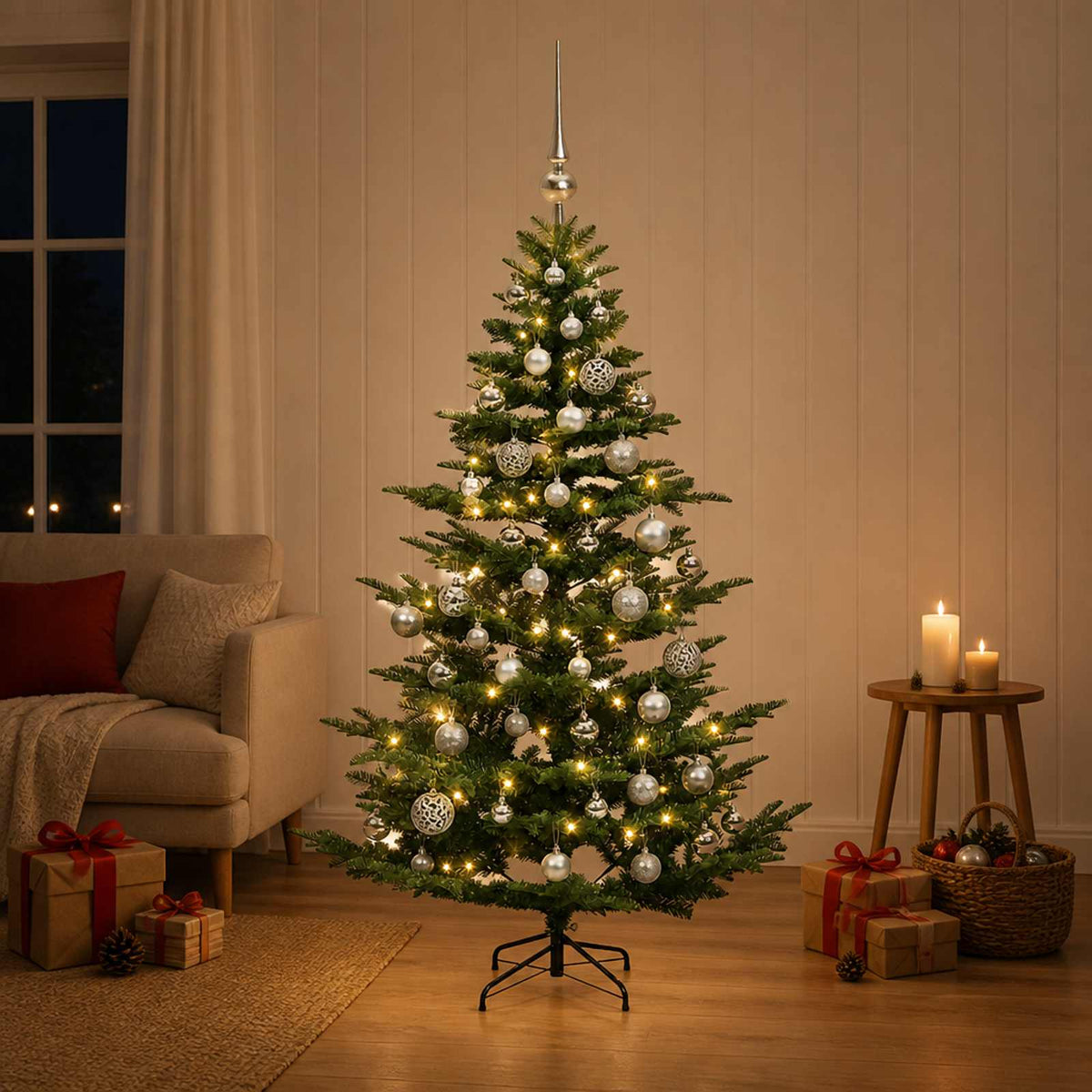 Artificial Christmas Tree with Bauble 120 cm 150 LEDs