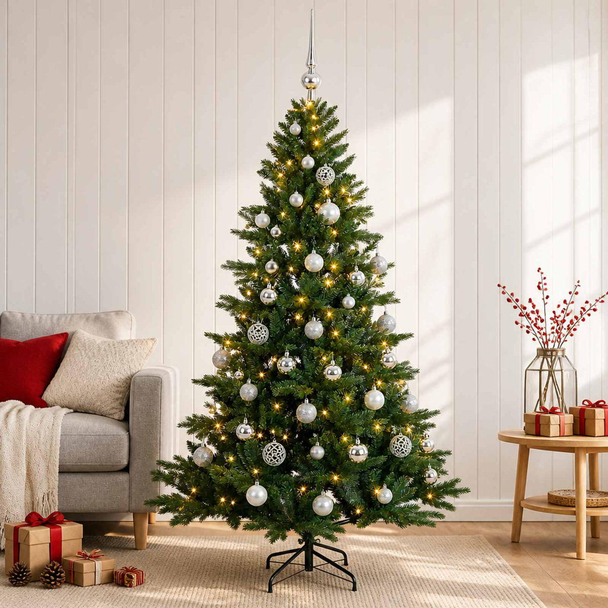 Artificial Christmas Tree with Bauble 120 cm 150 LEDs