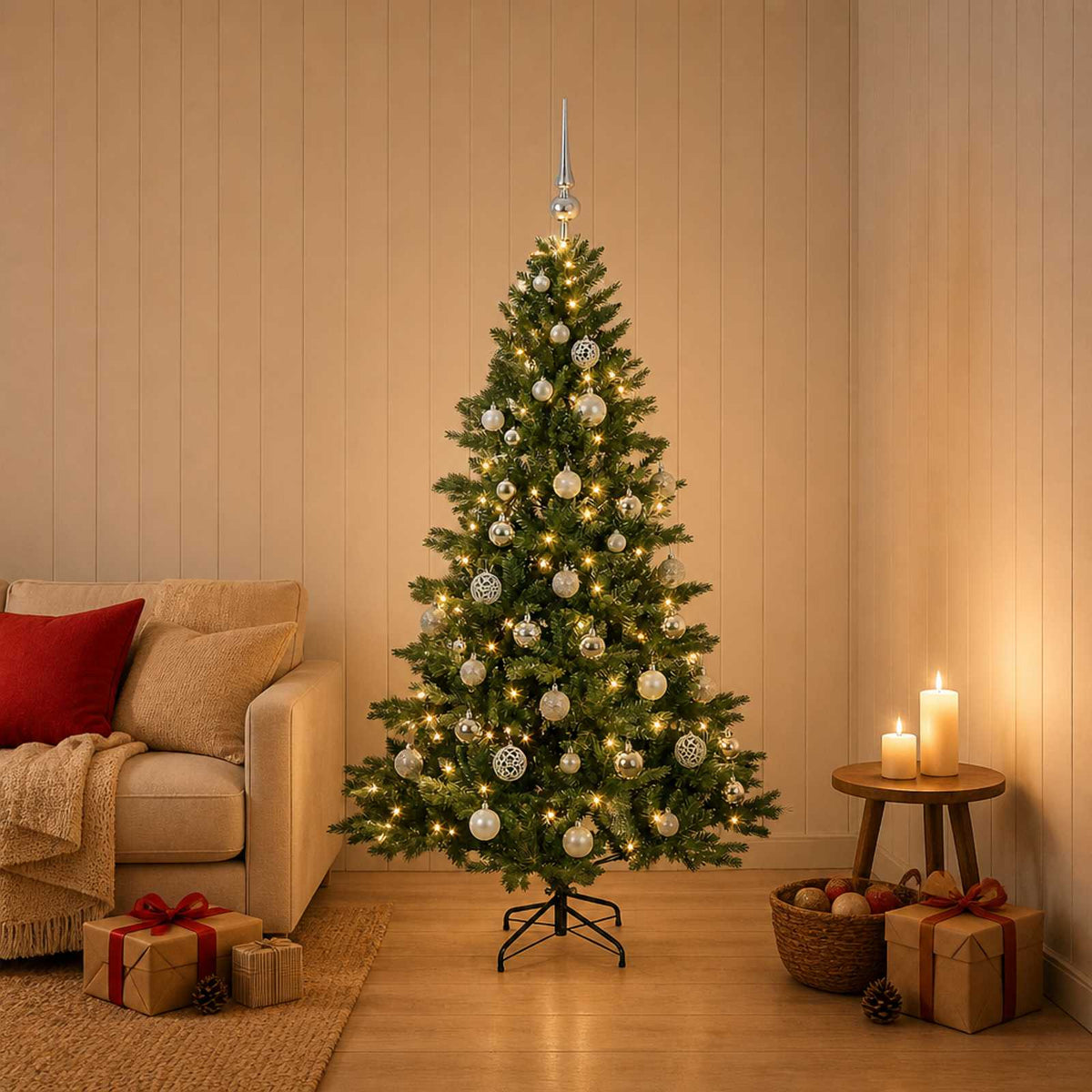 Artificial Christmas Tree with Bauble 120 cm 150 LEDs