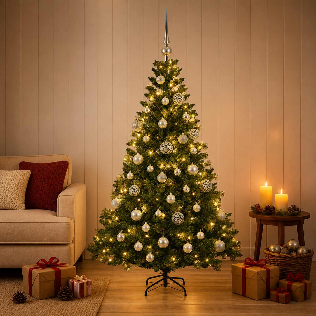 Artificial Christmas Tree with Bauble 120 cm 150 LEDs