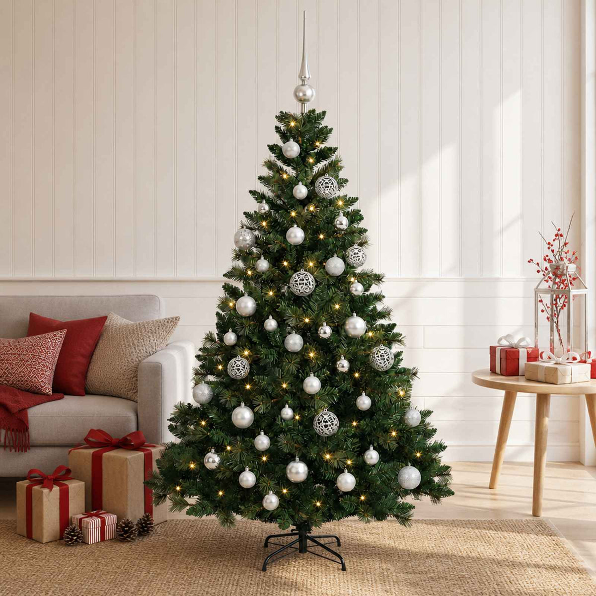 Artificial Christmas Tree with Bauble 150 cm 150 LEDs