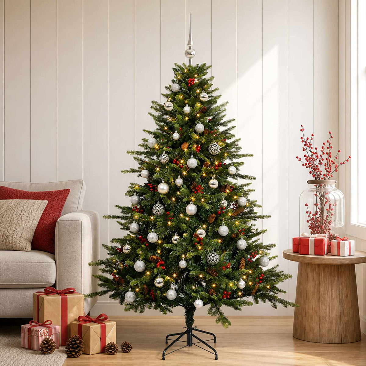 Artificial Christmas Tree with Bauble 150 cm 150 LEDs