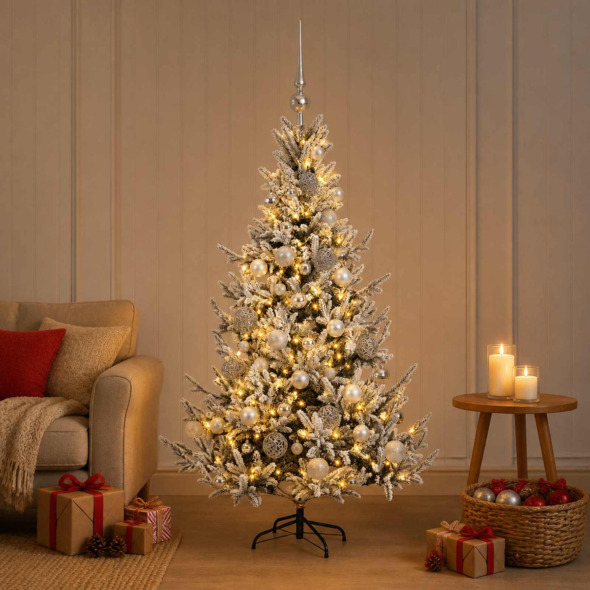 Artificial Christmas Tree with Bauble 150 cm 150 LEDs