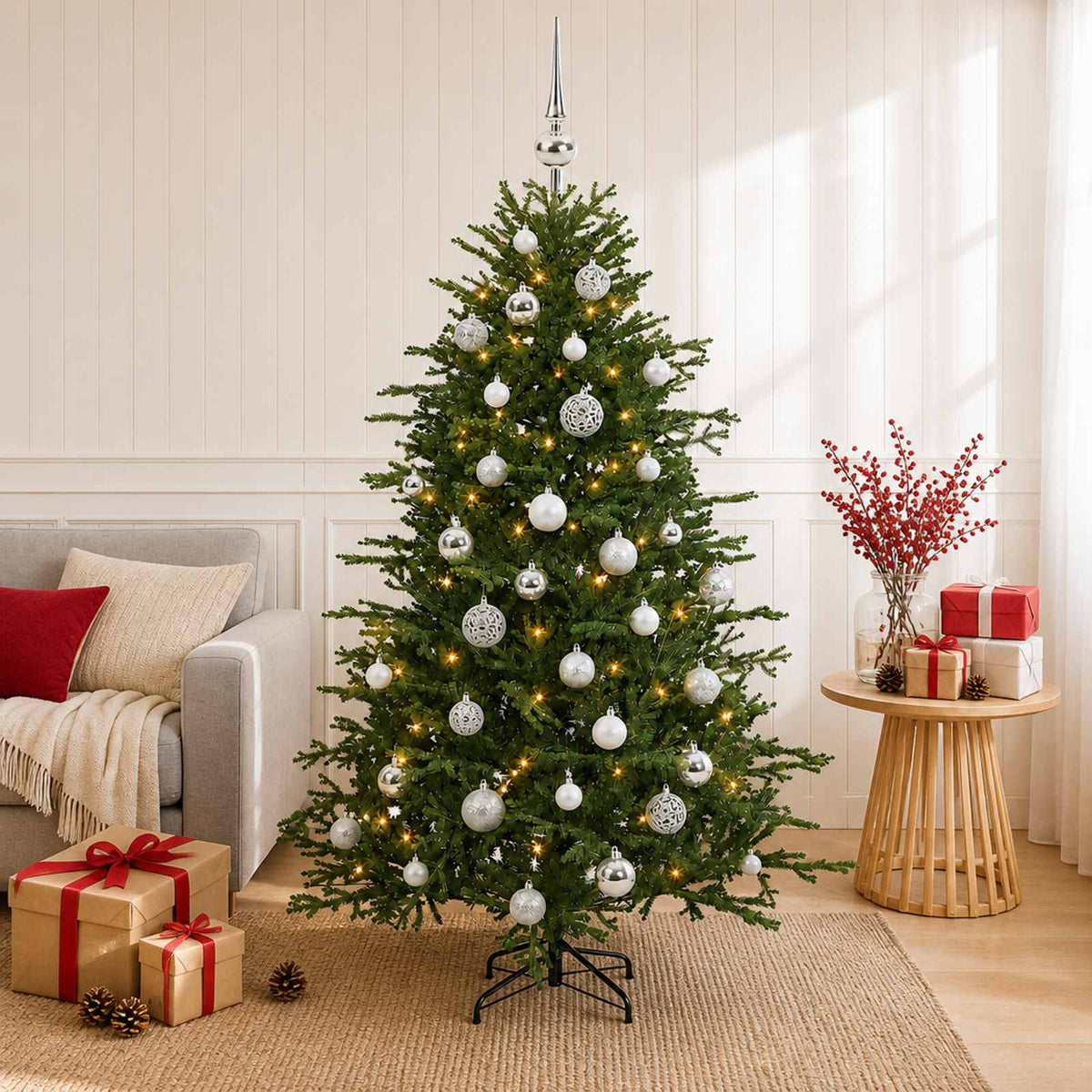 Artificial Christmas Tree with Bauble 150 cm 150 LEDs