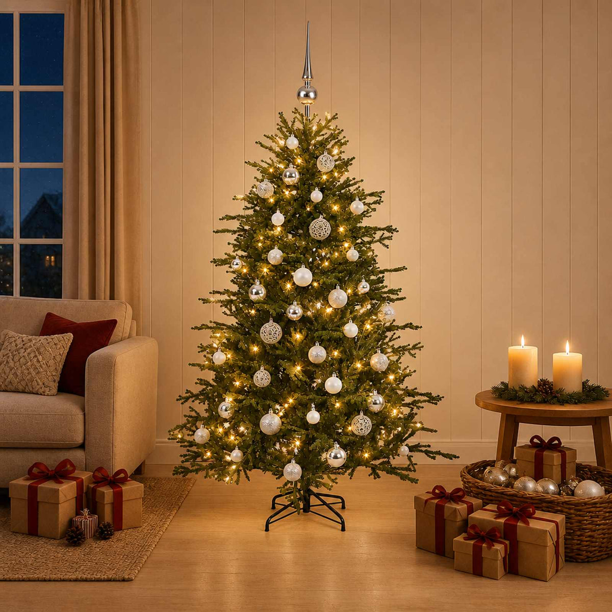 Artificial Christmas Tree with Bauble 120 cm 150 LEDs