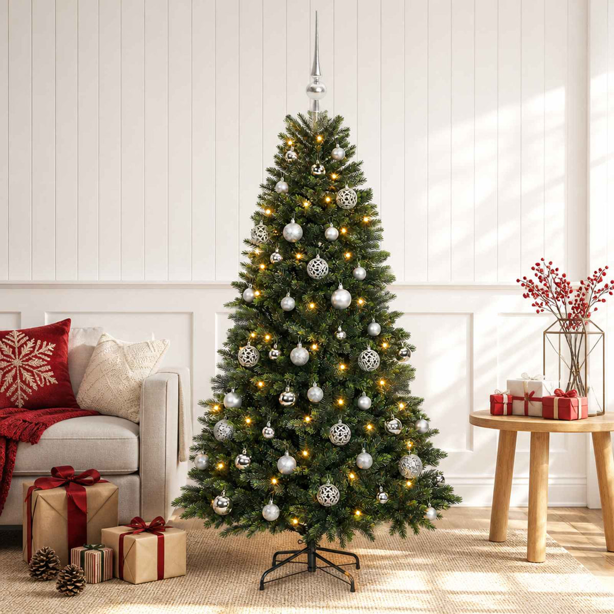 Artificial Christmas Tree with Bauble 150 cm 150 LEDs
