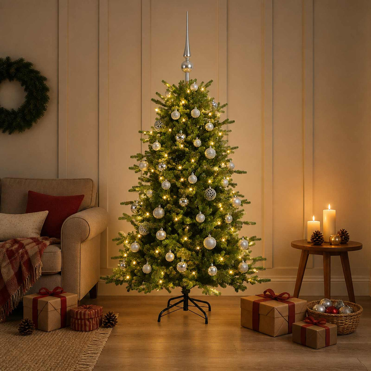 Artificial Christmas Tree with Bauble 120 cm 150 LEDs