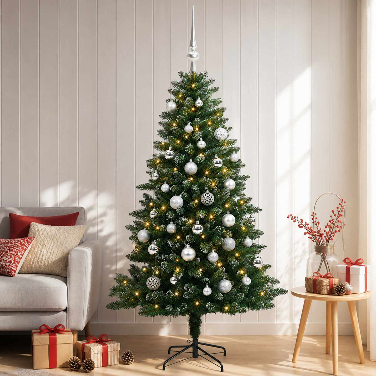 Artificial Christmas Tree with Bauble 150 cm 150 LEDs