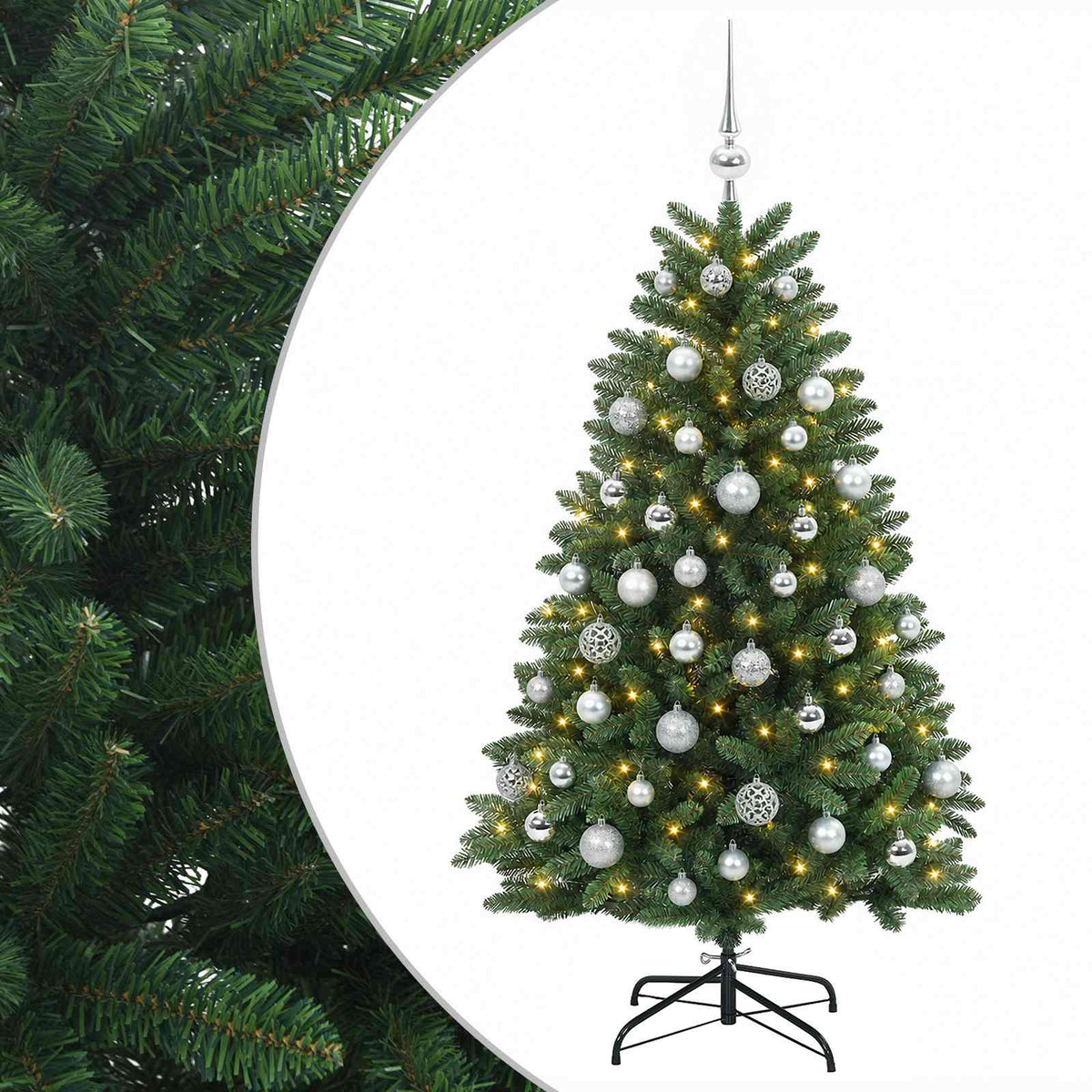 Artificial Christmas Tree Mid-green with Bauble 150 cm 150 LEDs