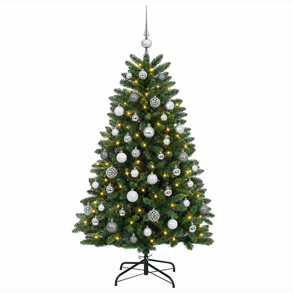 Artificial Christmas Tree Mid-green with Bauble 150 cm 150 LEDs