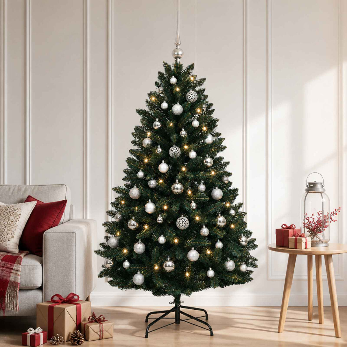 Artificial Christmas Tree Dark Green with Bauble 150 cm