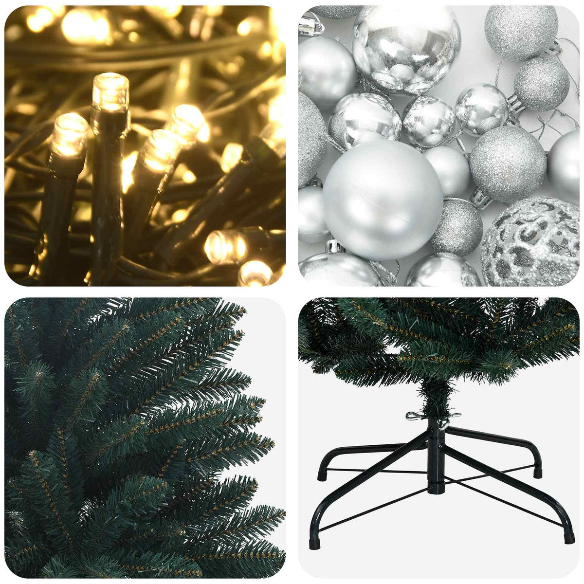 Artificial Christmas Tree Dark Green with Baubles 120 cm