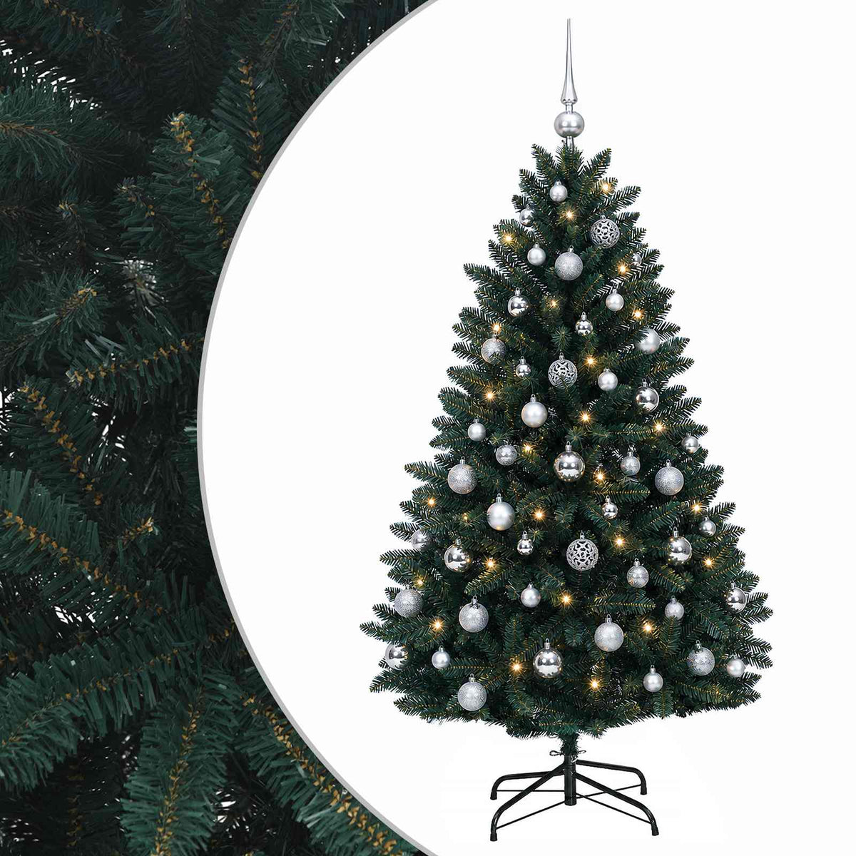 Artificial Christmas Tree Dark Green with Bauble 150 cm