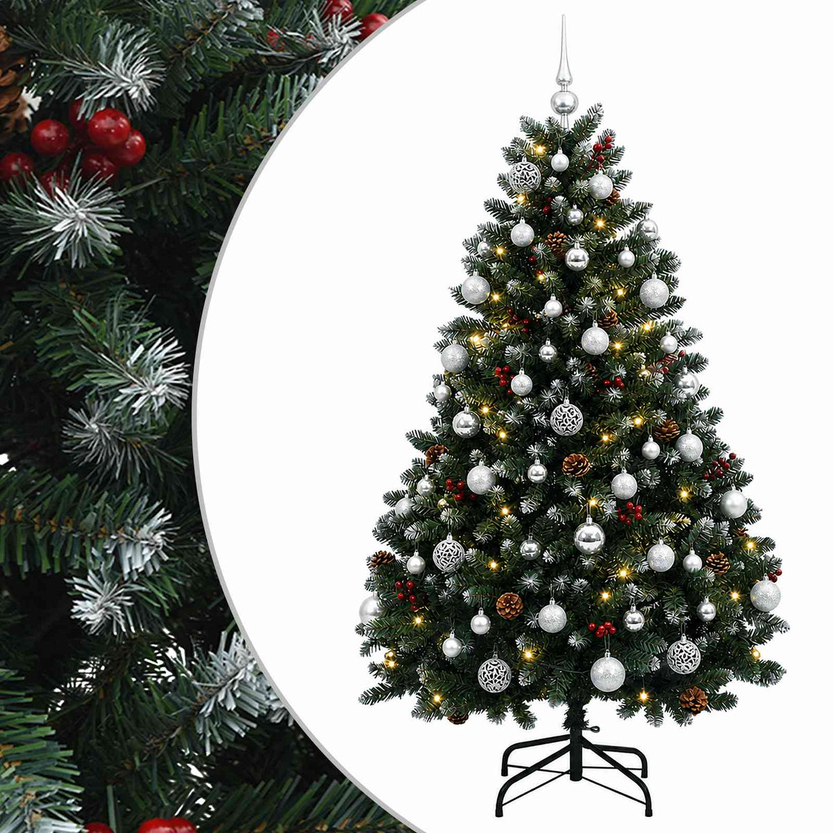 Artificial Christmas Tree Green with Bauble 150 cm 150 LEDs