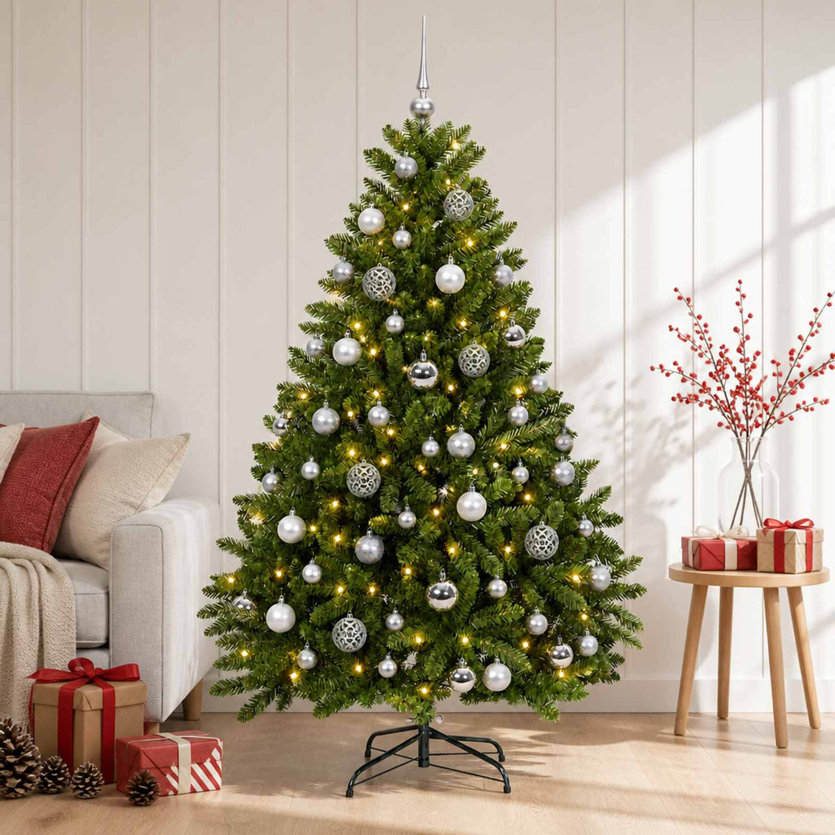 Artificial Christmas Tree Light Green with Bauble 120 cm
