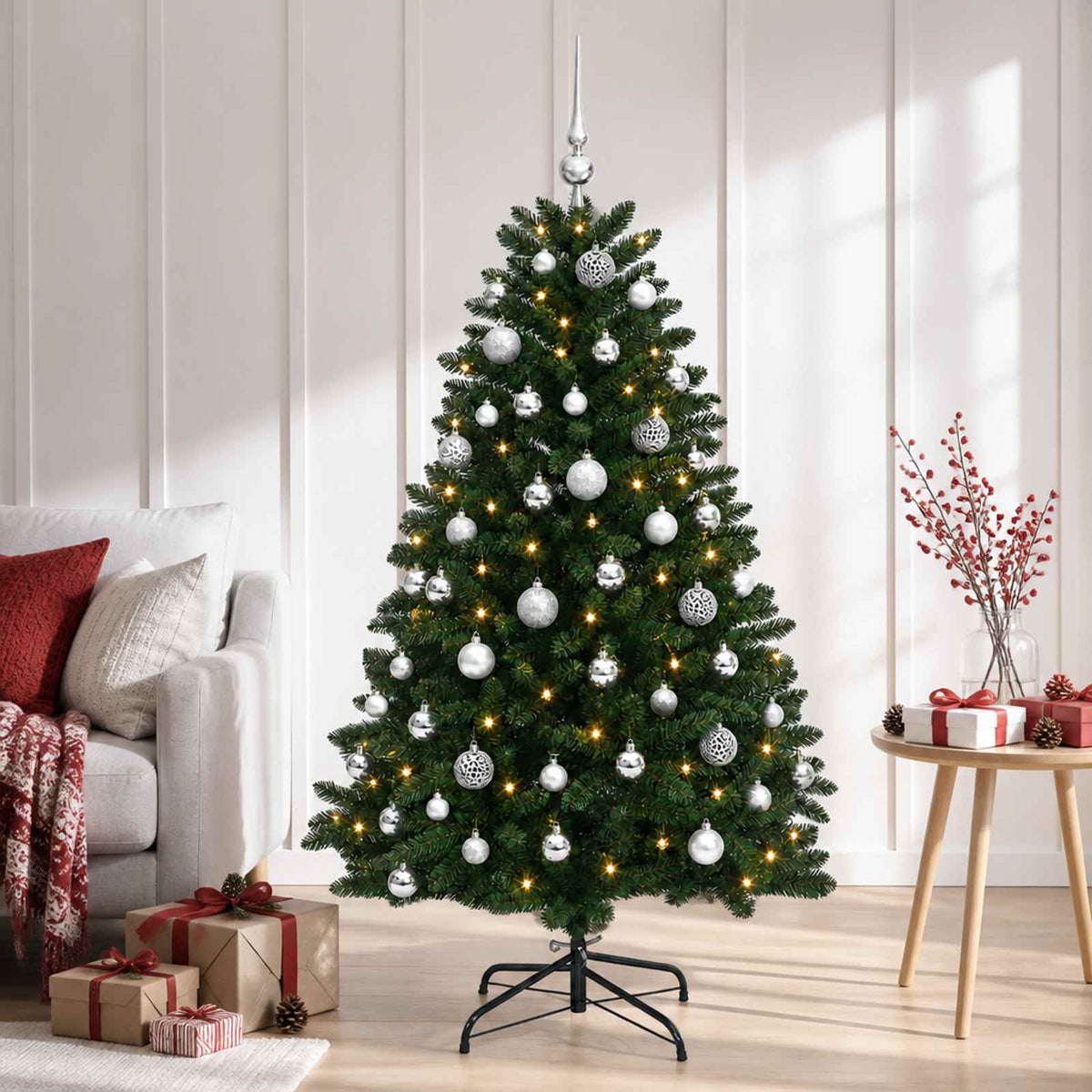 Artificial Christmas Tree Mid-green with Ornament 180 cm