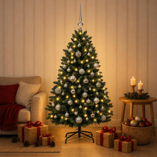 Artificial Christmas Tree Dark Green with Baubles 180 cm