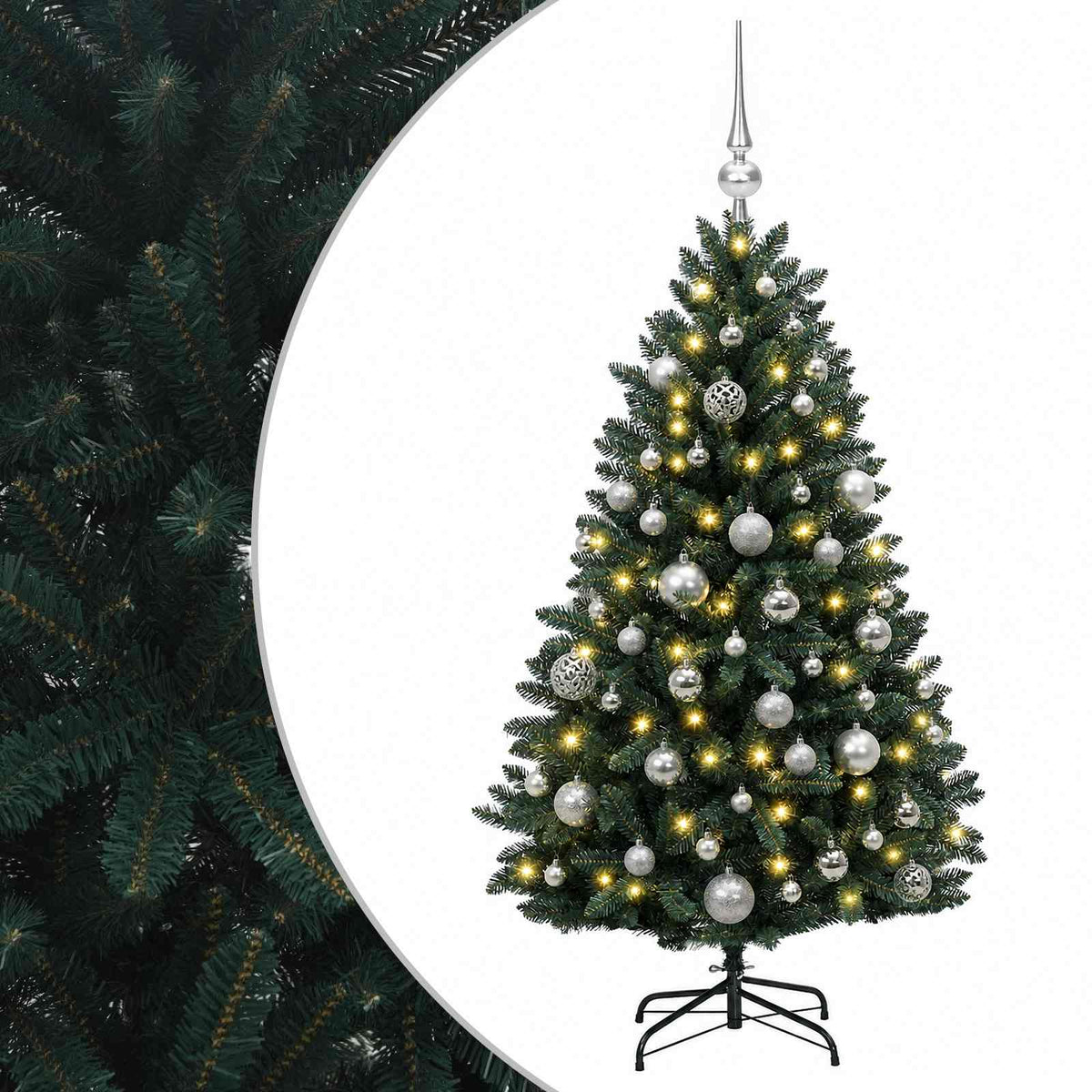 Artificial Christmas Tree Dark Green with Baubles 150 cm