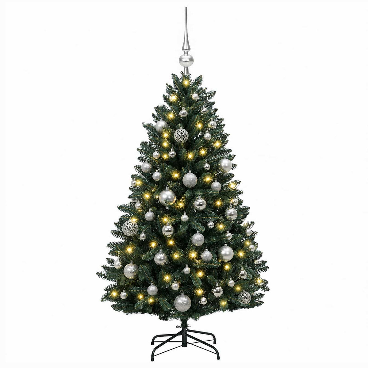 Artificial Christmas Tree Dark Green with Baubles 150 cm