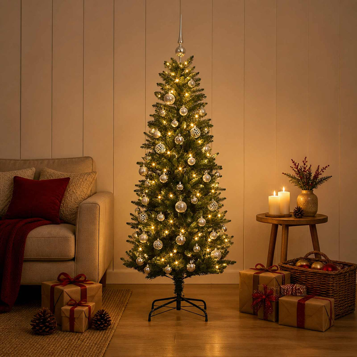 Artificial Christmas Tree with Bauble 150 cm 150 LEDs