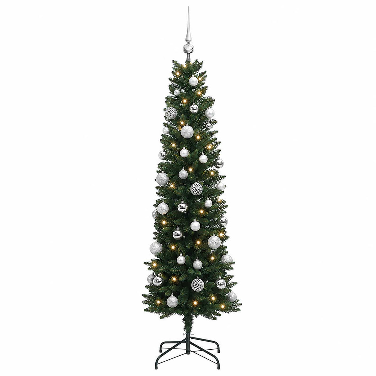 Artificial Slim Christmas Tree with Bauble 120 cm 150 LEDs