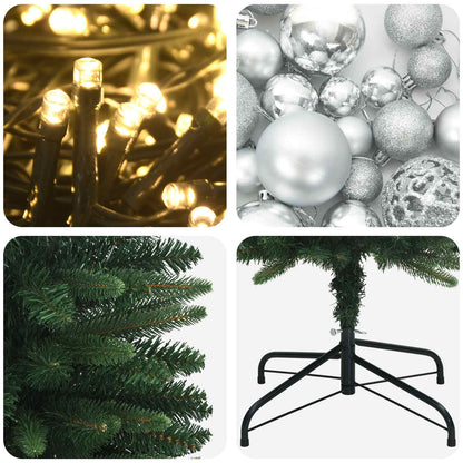 Artificial Slim Christmas Tree with Bauble 150 cm 150 LEDs