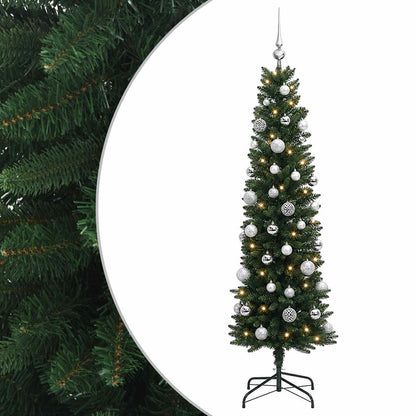 Artificial Slim Christmas Tree with Bauble 150 cm 150 LEDs