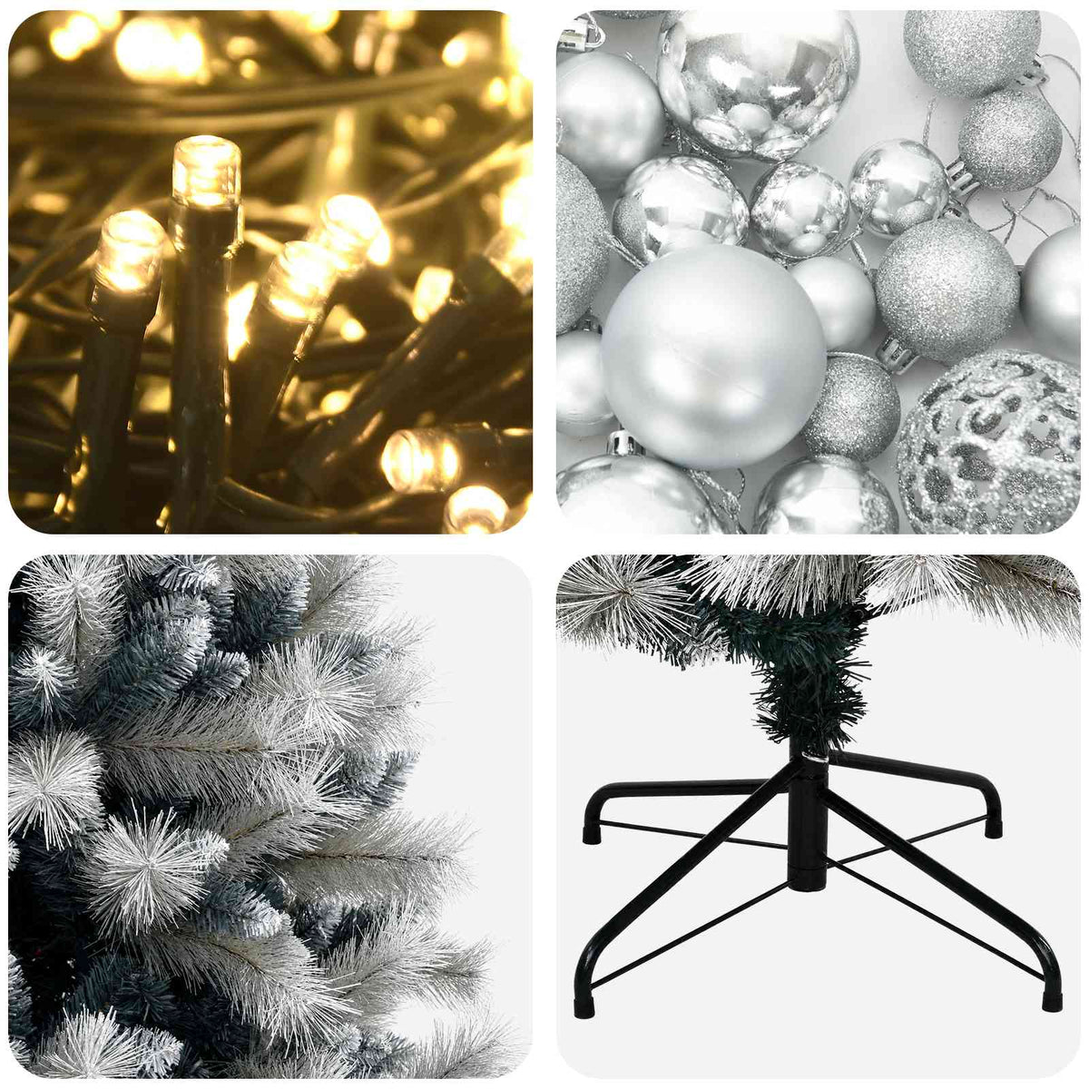 Artificial Hinged Christmas Tree with Baubles 120 cm 150 LEDs