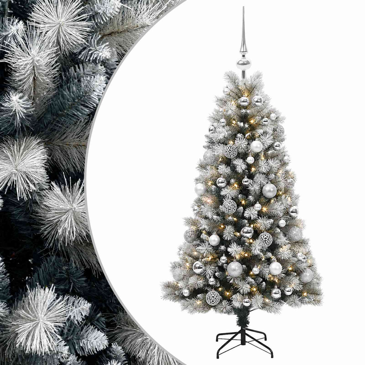 Artificial Hinged Christmas Tree with Baubles 120 cm 150 LEDs