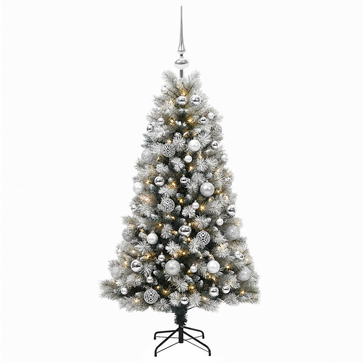 Artificial Hinged Christmas Tree with Baubles 120 cm 150 LEDs