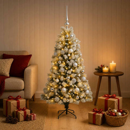 Artificial Hinged Christmas Tree with Baubles 120 cm 150 LEDs