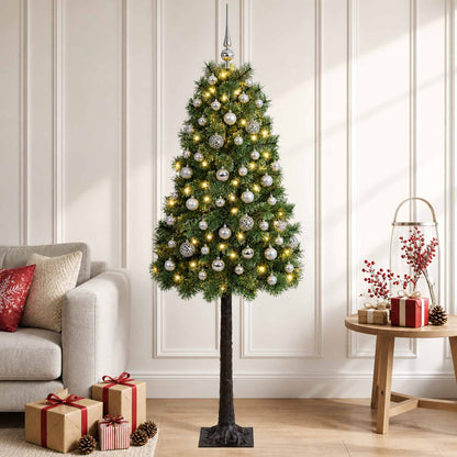 Artificial Hinged Christmas Tree with Baubles 150 cm 150 LEDs