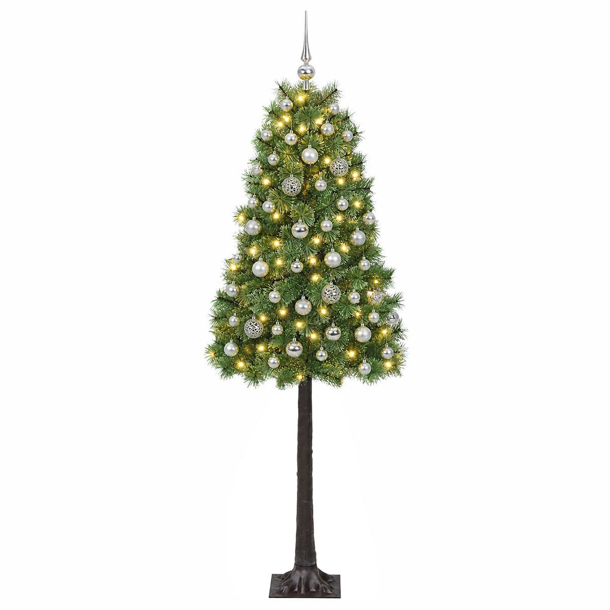 Artificial Hinged Christmas Tree with Baubles 150 cm 150 LEDs