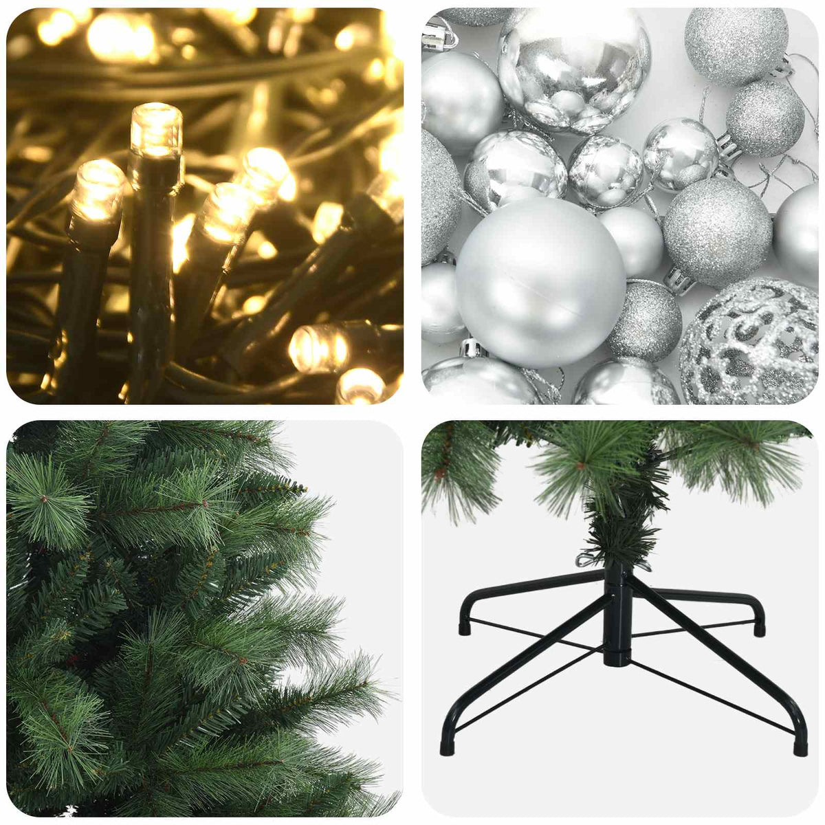 Artificial Hinged Christmas Tree with Baubles 150 cm 150 LEDs
